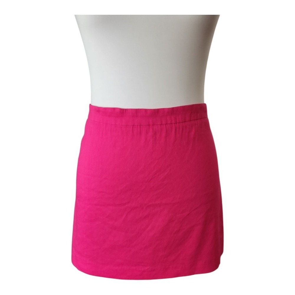 💕NWT HOUSE OF HARLOW 1960 Linen Mini Skirt in Hot Pink‎ Sz L New